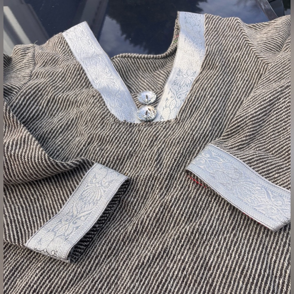 Striped Tunic with Embroidered Trim